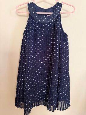 Blueberi Boulevard Navy Blue Polka Dot Pleated Sundress